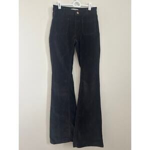 Pull&Bear Corduroy Flare Womens Pants Black Size 2